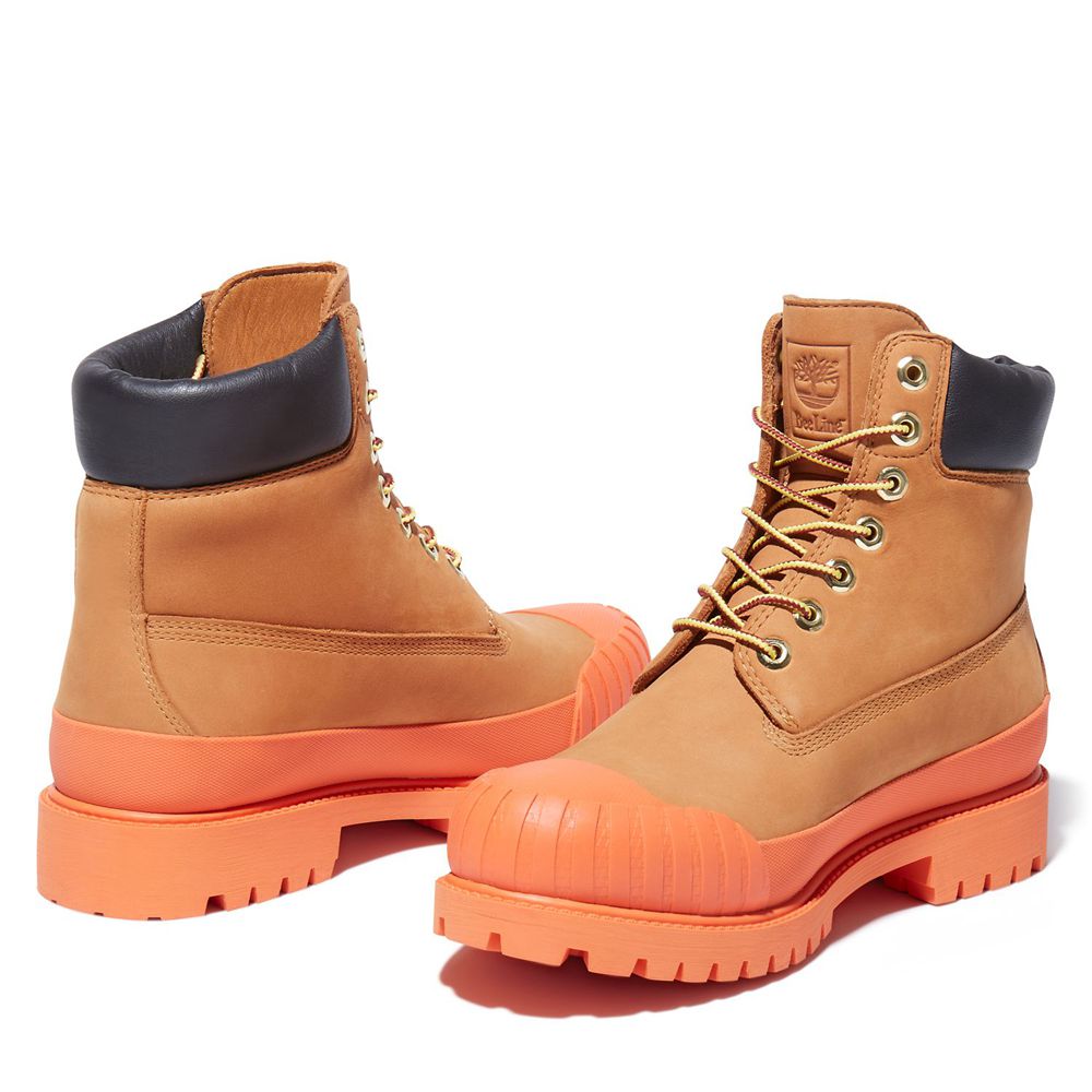 Timberland Mens 6-Inch Boots Bee Line x Waterproof Rubber Toe - Brown/Orange - India LJ2198746